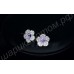 Серьги в виде цветочков вишни с фиолетовыми и прозрачными фианитами