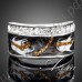 Шикарное кольцо с чёрной эмалью и белыми камушками