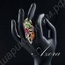 Великолепное позолоченное кольцо с разноцветными крупными ромбовидными фианитами
