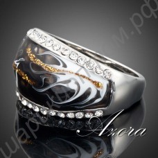 Удивительное кольцо с эмалью и прозрачными кристаллами
