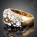 Красивое модное позолоченное кольцо с прозрачными кристаллами