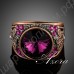 Очаровательное винтажное кольцо с крупным фиолетово-розовым камнем и множеством белых и розовых камушков