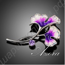 Обворожительнейшая брошка в виде цветочка с россыпью камней и листиком-камушком