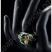 Зелёное кольцо, покрытое эмалью, с позолотой и фианитами