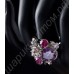 Кольцо с платиновым покрытием, с крупным фиолетовым австрийским кристаллом и цветком
