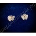 Серьги-бабочки позолоченные, усыпанные фианитами