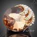 Позолоченное кольцо с огромным фианитом, зажатое орлиными когтями с россыпью австрийских кристаллов