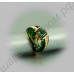 Зелёное кольцо с австрийским зелёным кристаллом и дорожкой из фианитов, покрытое золотом