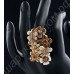 Большое модное позолоченное кольцо с цветами и стрекозами