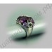 Кольцо с платиновым покрытием с крупными пурпурными фианитами