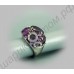 Кольцо с платиновым покрытием с крупными пурпурными фианитами